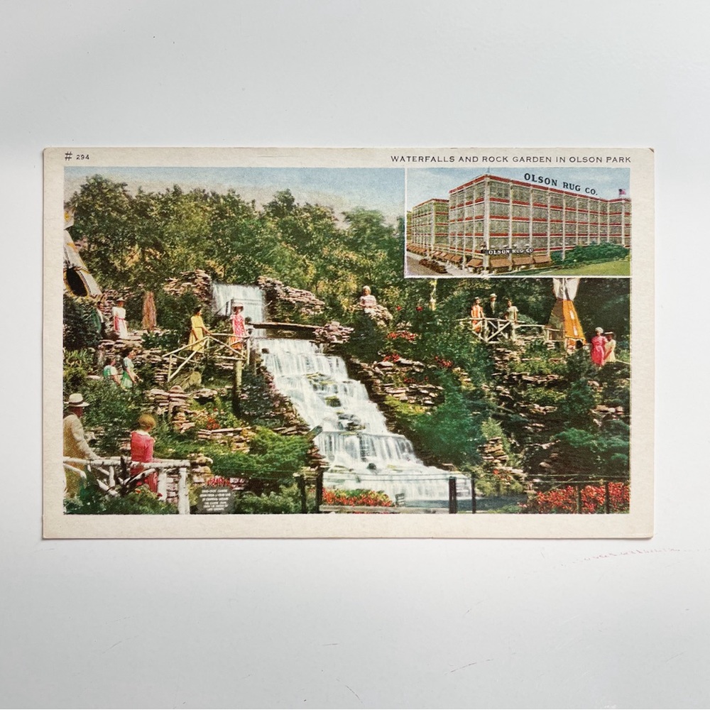 Illinois IL Chicago Crawford Waterfalls Rock Garden Olson Park Postcard Old View